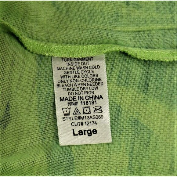 Womens Green Print Top Black Trim Multi-colored Beads T-Back size Large    JH101 - Picture 5 of 5